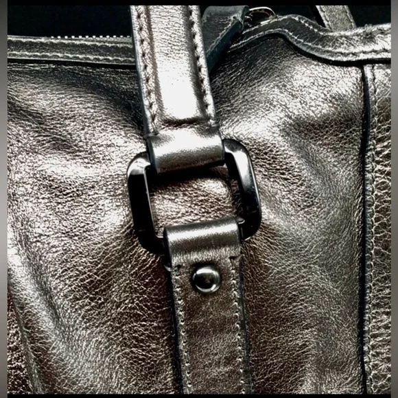🆑 Burberry Prorsum Metallic Silver Satchel And/e Shoulder Bag Like New EUC